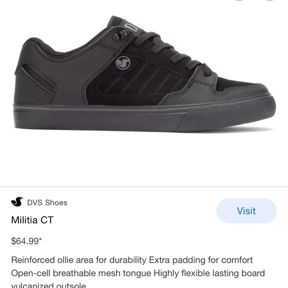 DVS Men’s Militia CT Skate Shoe | All Black - Picture 6 of 7